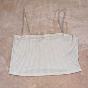 H&M Cropped White Ribbed Tank